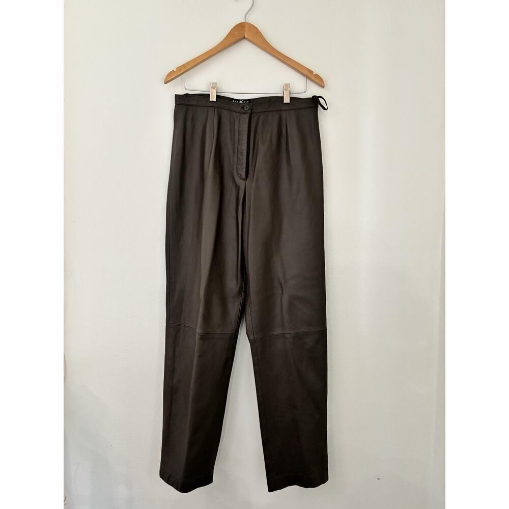 Mixit VTG Y2K 90s Leather Straight Leg Pants sz 12 High Rise Chocolate Brown